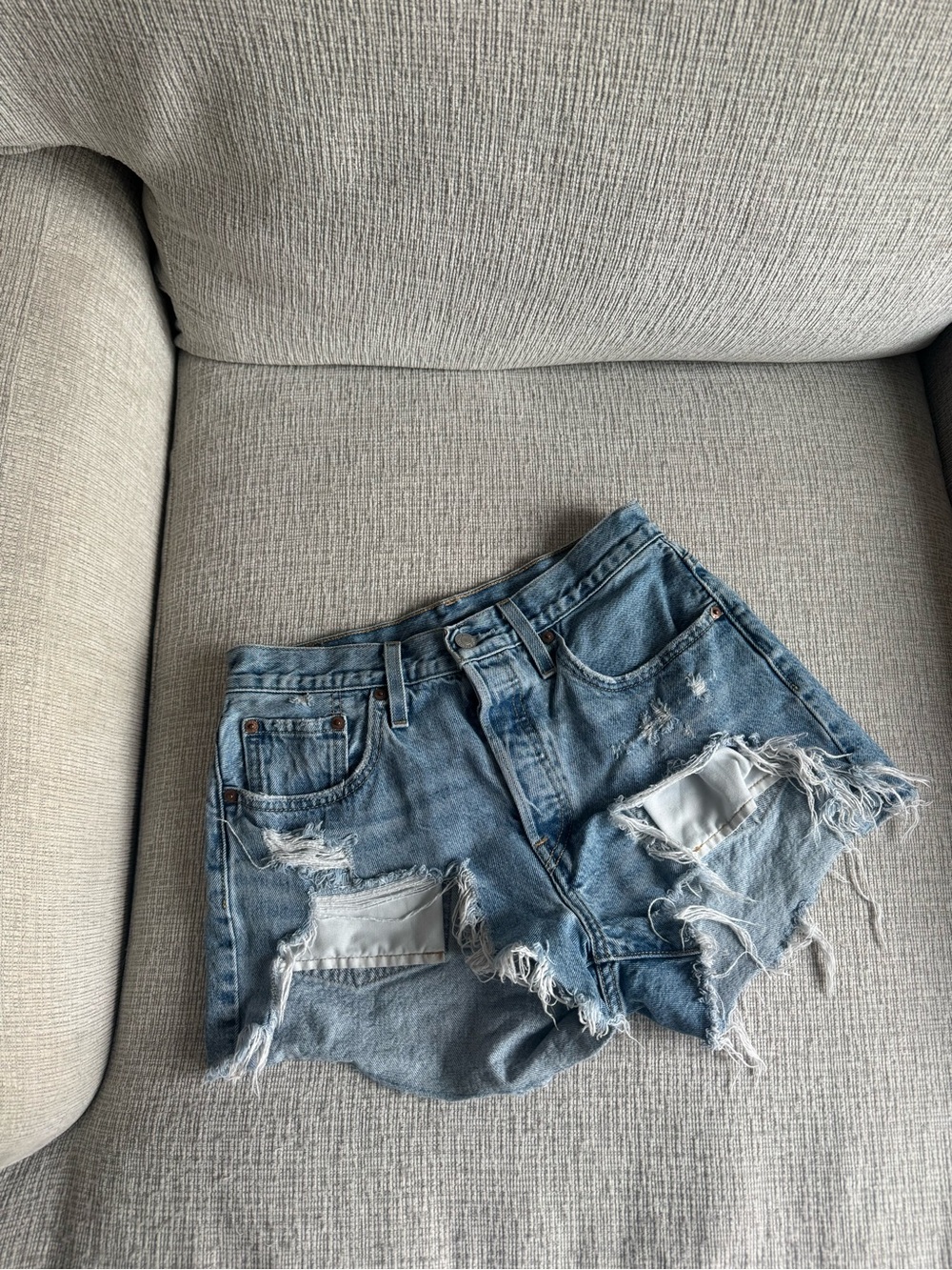 Levi's Light Blue Distressed Denim Cutoff Shorts